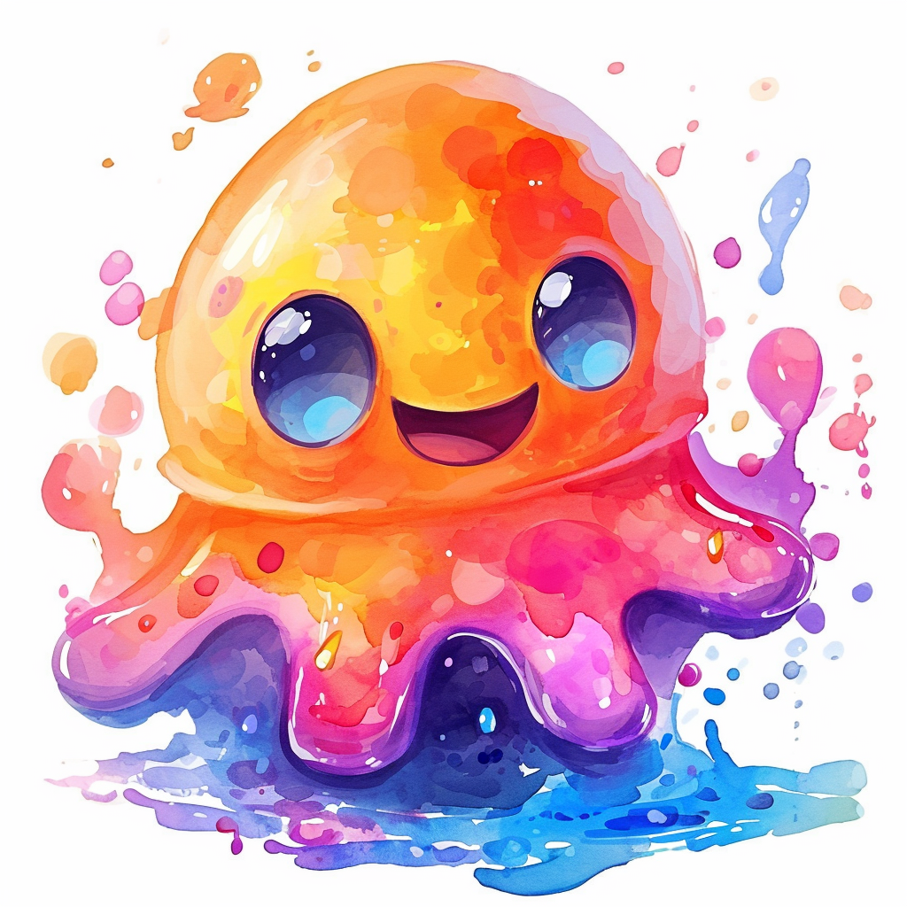 Happy Colorful Octopus Clipart with White Background