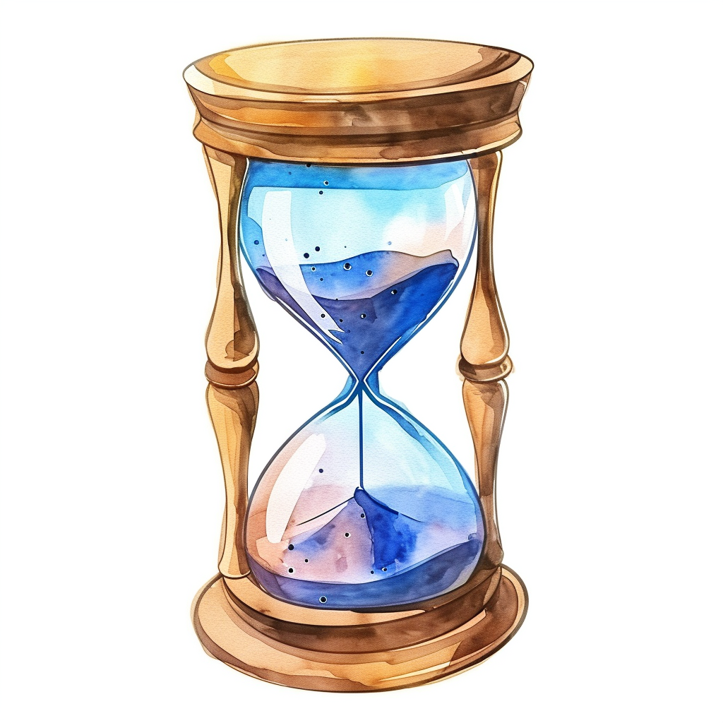 Vintage Watercolor Hourglass Clipart with White Background