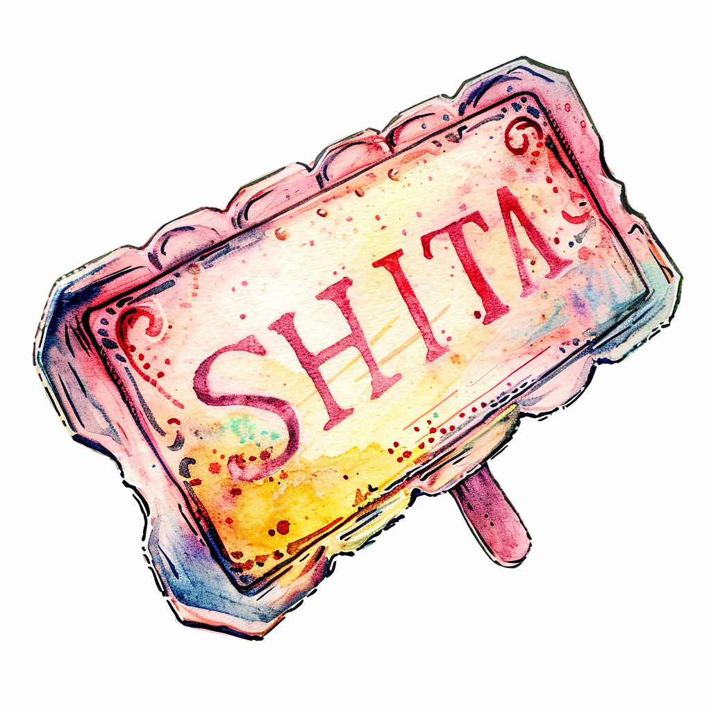 Vintage Watercolor Sign Shita with White Background