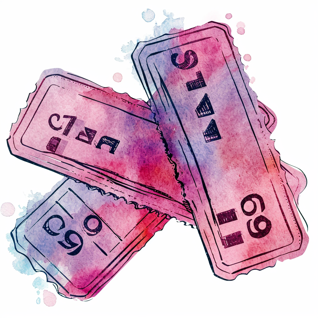 Vintage Watercolor Ticket Clipart with White Background