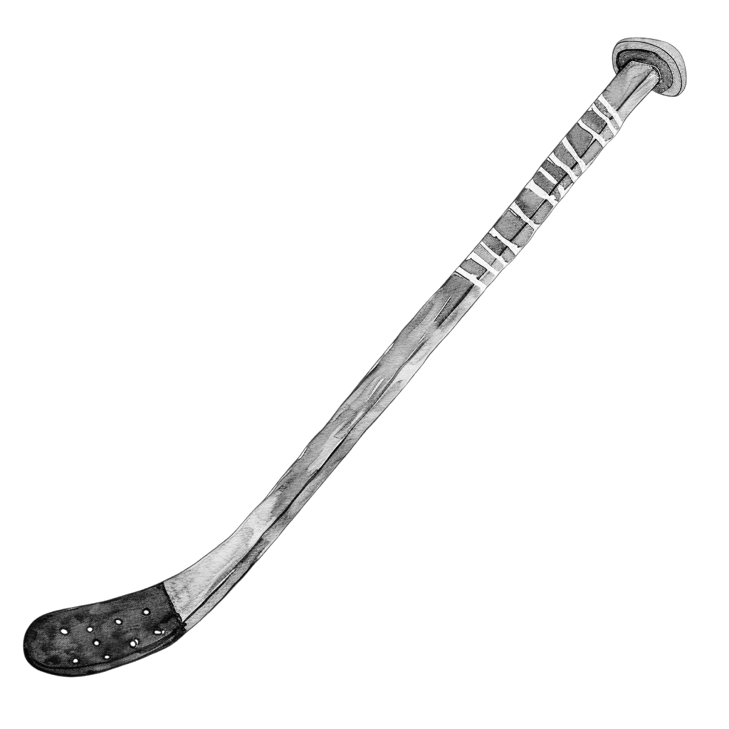 Black and White Vintage Watercolor Hockey Stick Clipart