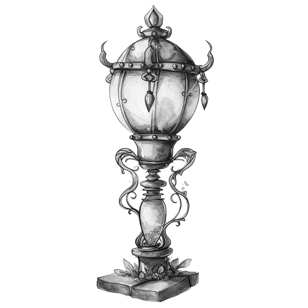 Black and White Vintage Watercolor Street Lamp Clipart