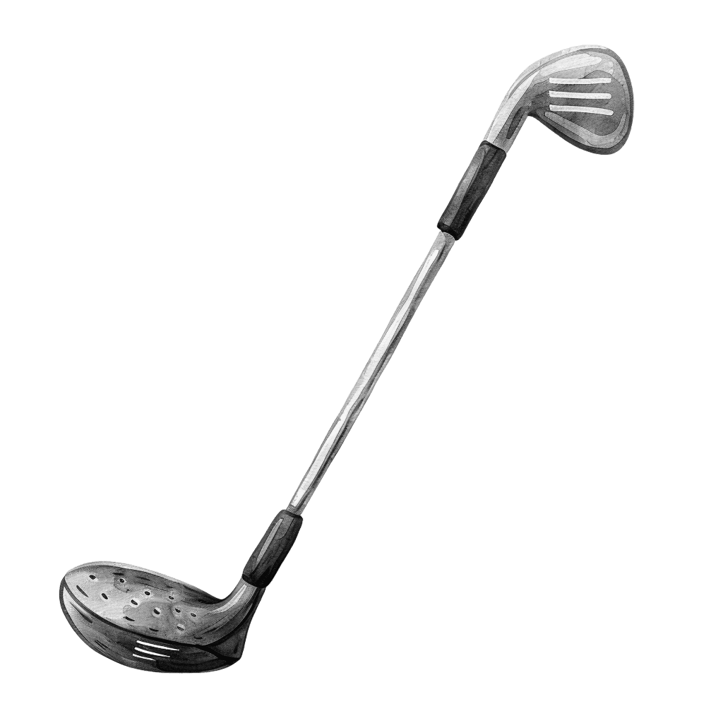Black and White Vintage Watercolor Golf Club Clipart