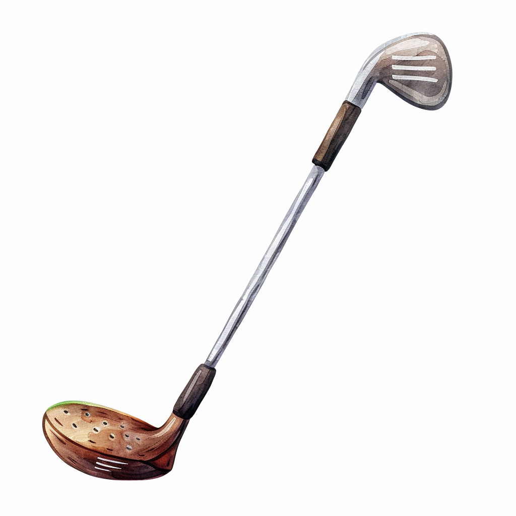 Vintage Watercolor Golf Club Clipart with White Background