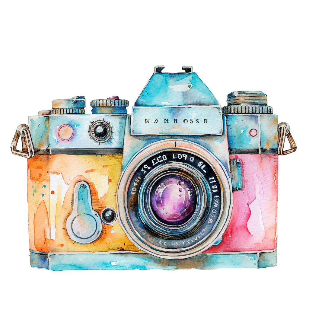 Vintage Watercolor Camera Clipart