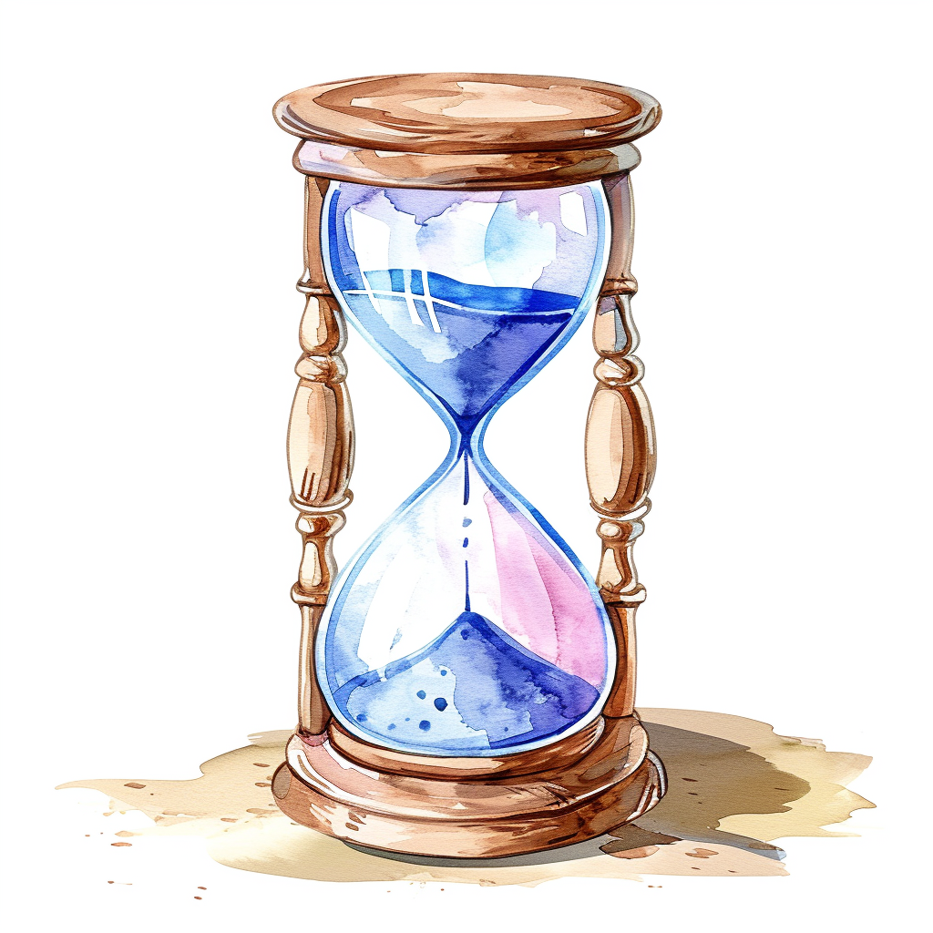 Vintage Watercolor Hourglass Clipart with White Background