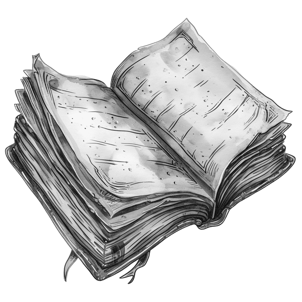 Black and White Vintage Watercolor Open Book Clipart