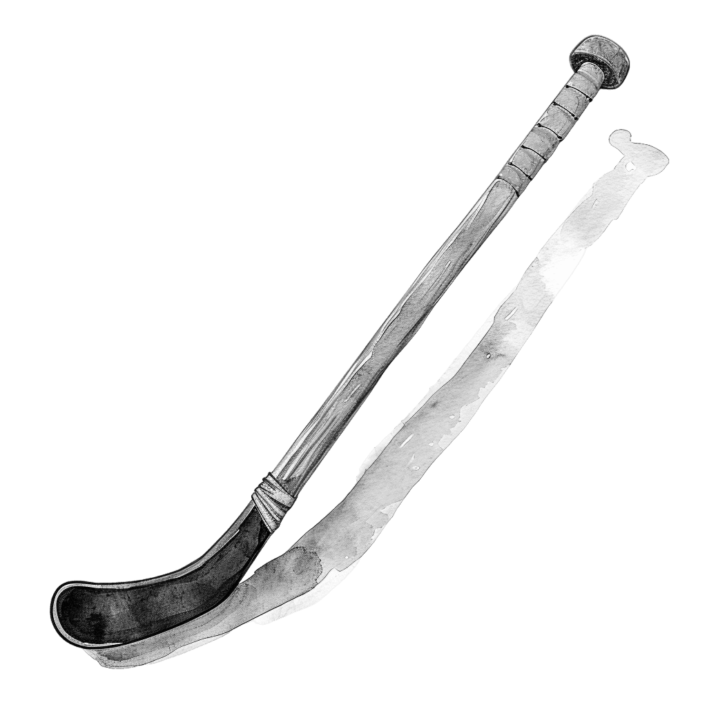 Black and White Vintage watercolor field hockey stick clipart