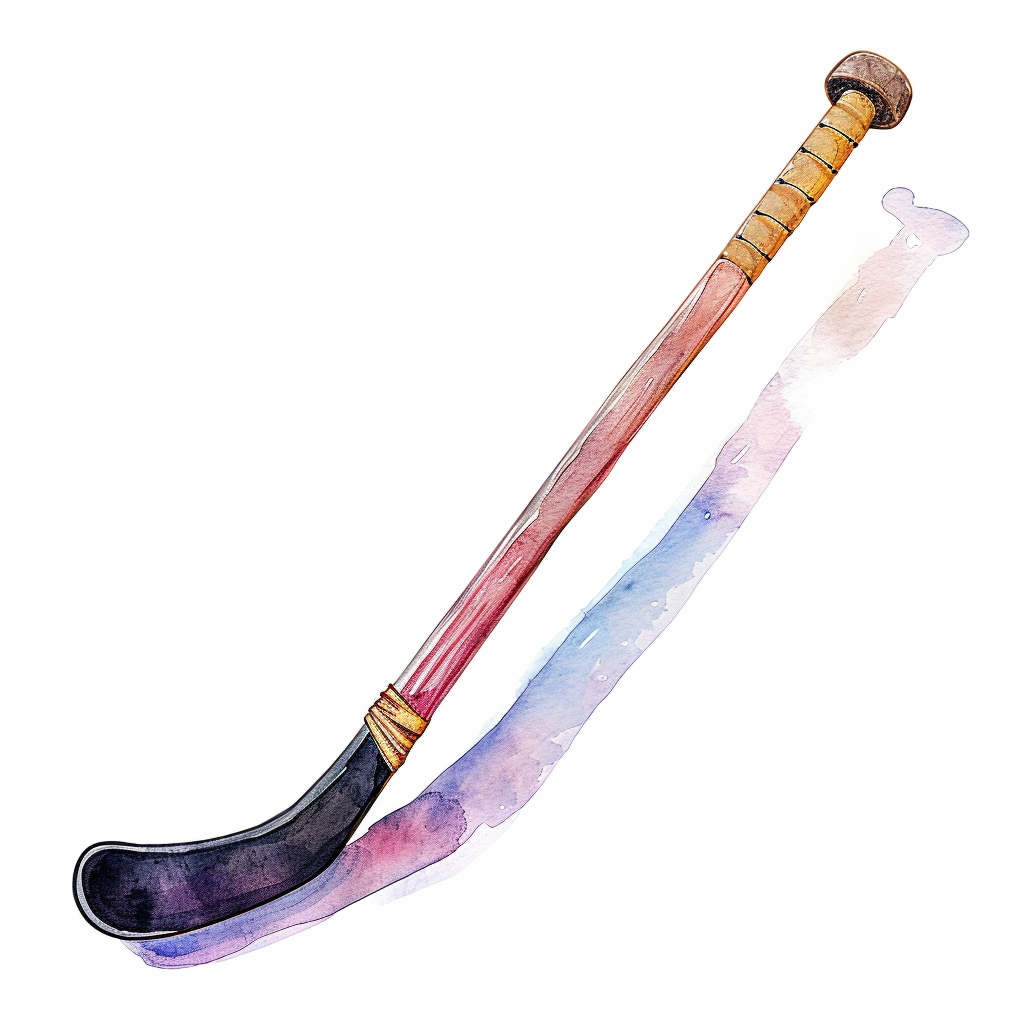 Vintage watercolor field hockey stick clipart with White Background