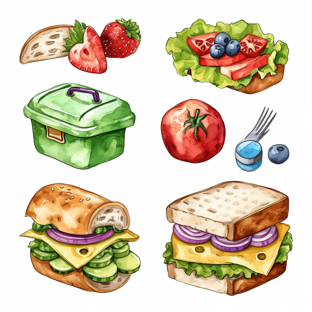 delicious lunch box clipart with White Background