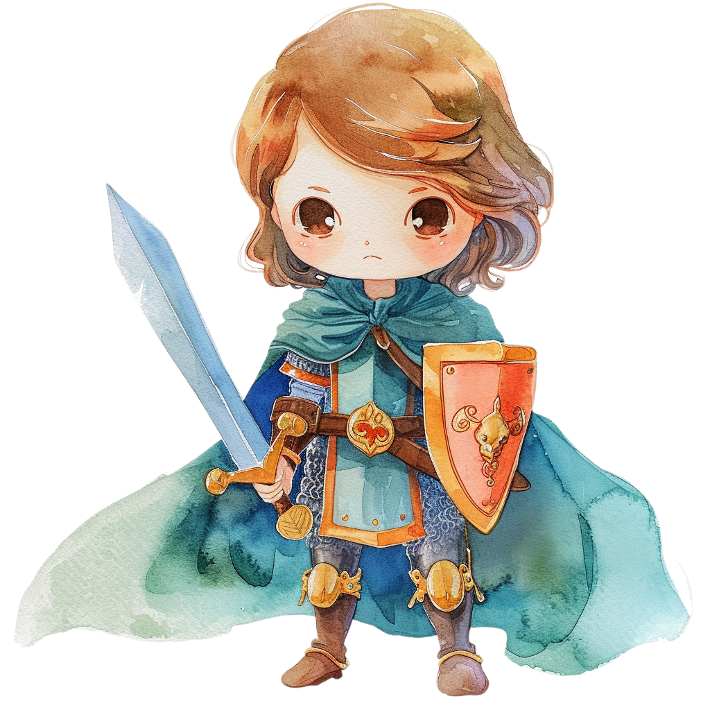 Cute knight watercolor clipart