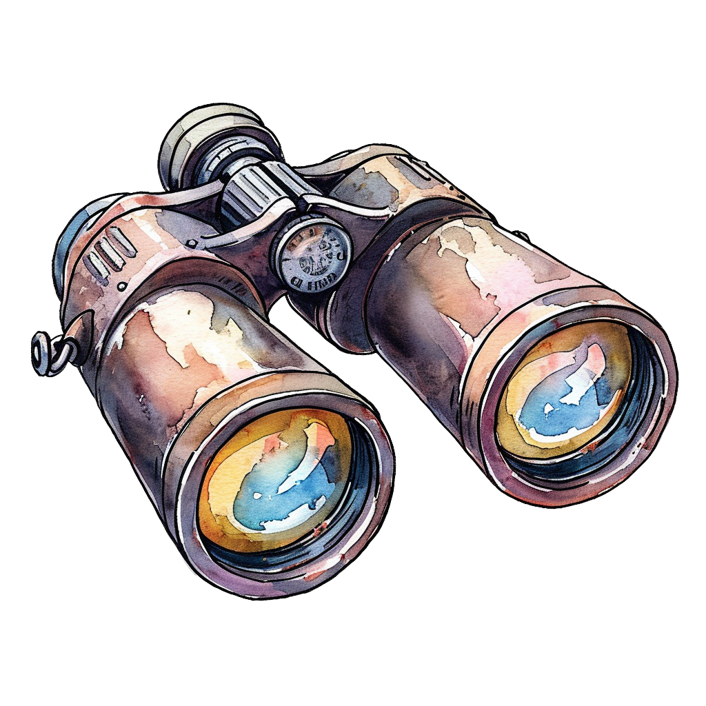 Vintage Binoculars Watercolor Illustration
