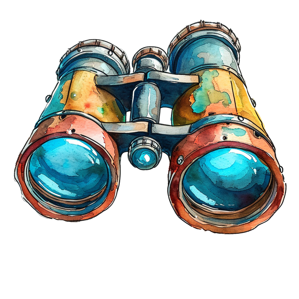 Vintage Watercolor Binoculars Clipart