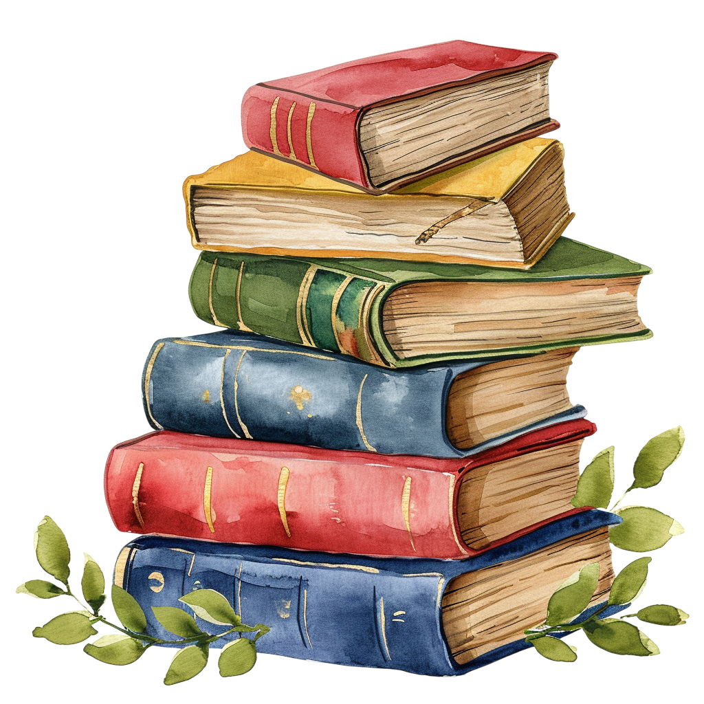 Vintage Watercolor Books Stack Clipart