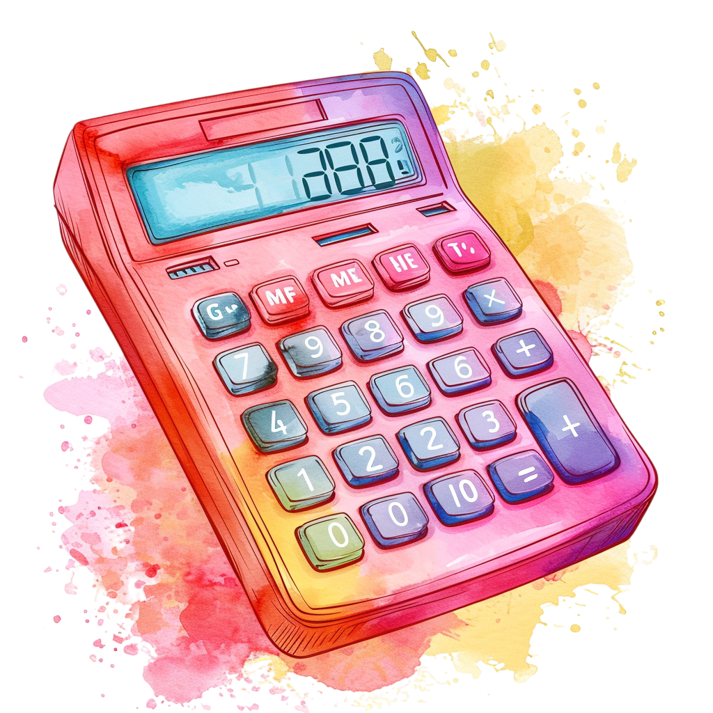 Vintage Watercolor Calculator Clipart