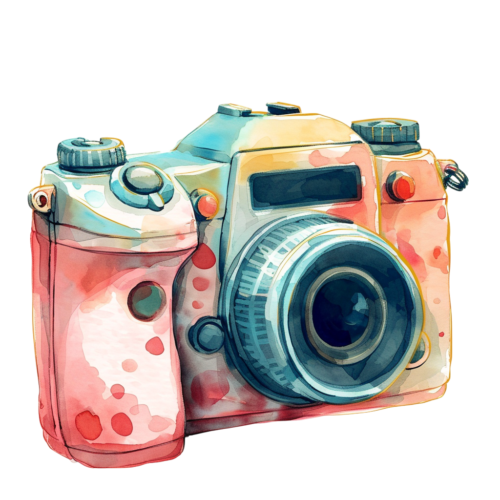 Vintage Watercolor Camera Clipart