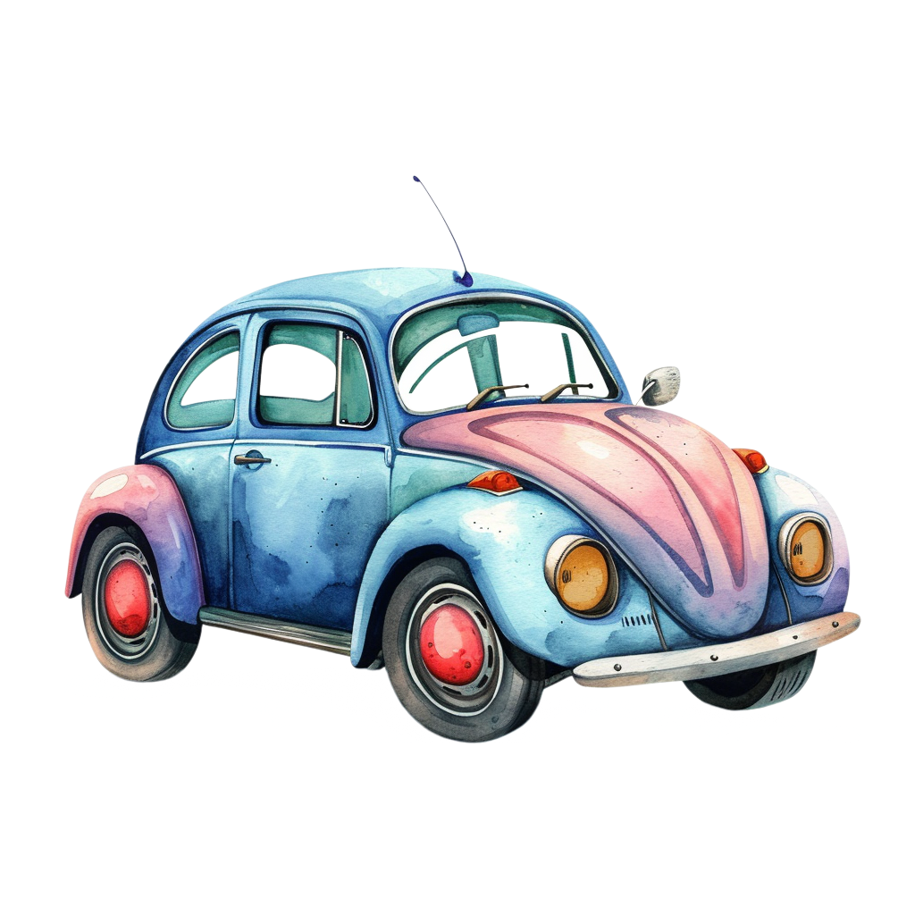 Vintage Watercolor Car Clipart