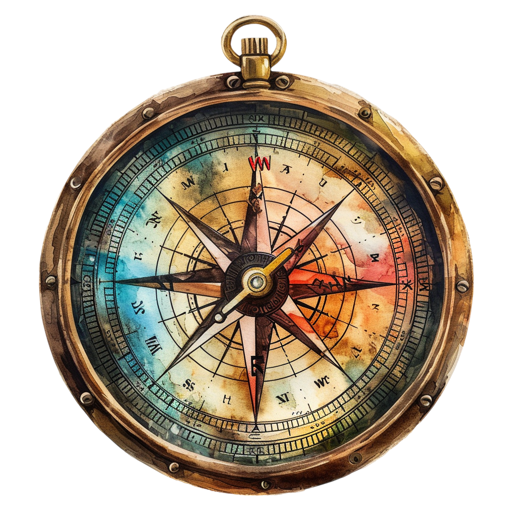 Vintage Watercolor Compass Clipart