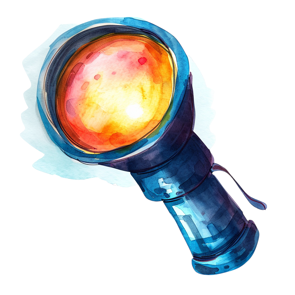Vintage Watercolor Flashlight Clipart