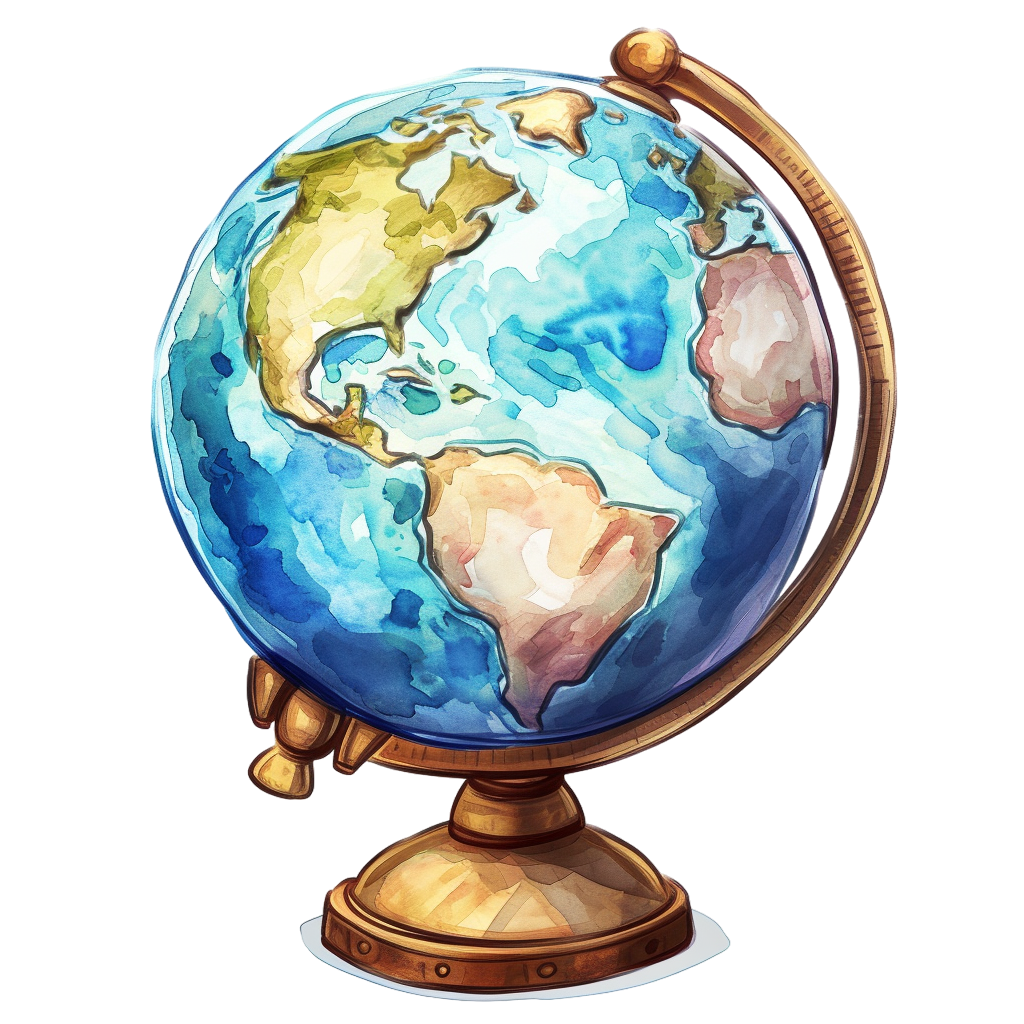 Vintage Watercolor Globe Clipart