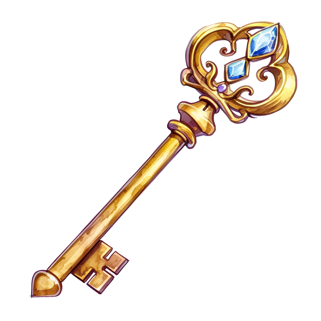 Vintage Watercolor Golden Key Clipart