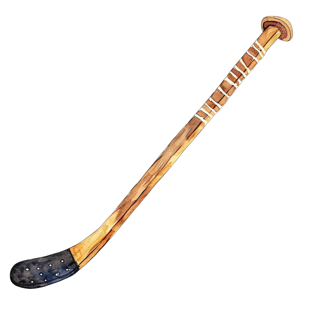 Vintage Watercolor Hockey Stick Clipart