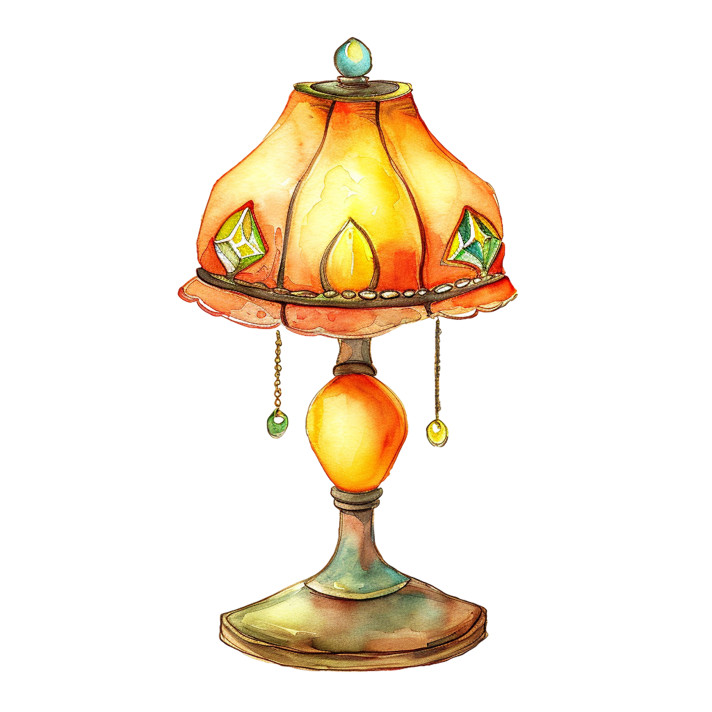 Vintage Watercolor Lamp Clipart