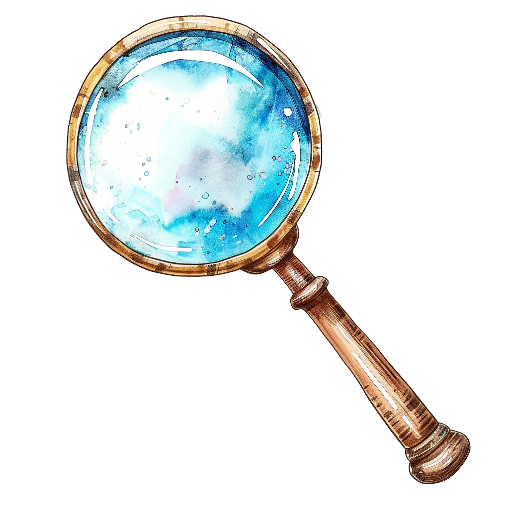 Vintage Watercolor Magnifying Glass Clipart