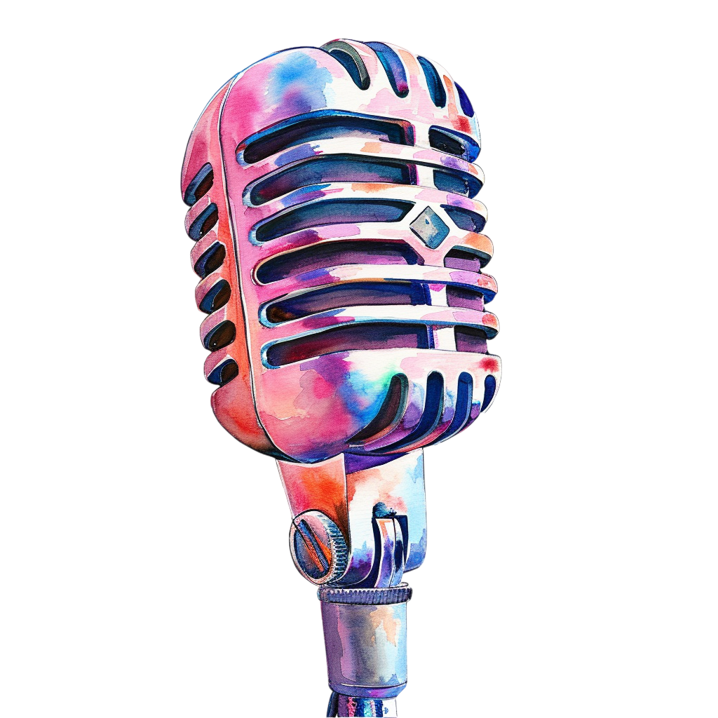 Vintage Watercolor Microphone Clipart
