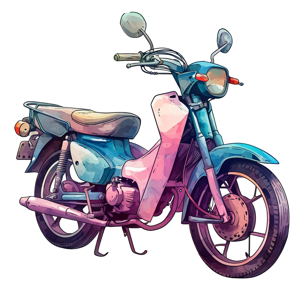 Vintage Watercolor Motorcycle Clipart