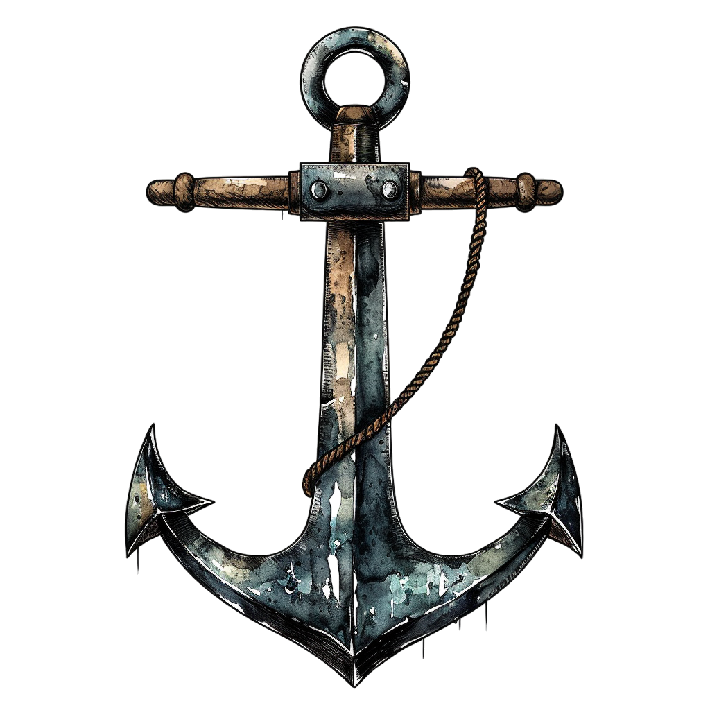 Vintage Watercolor Nautical Anchor Clipart