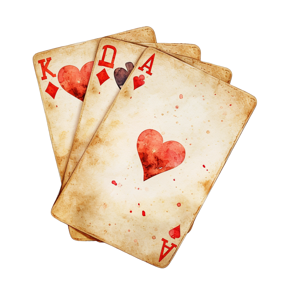 Vintage Watercolor Playing Cards Clipart