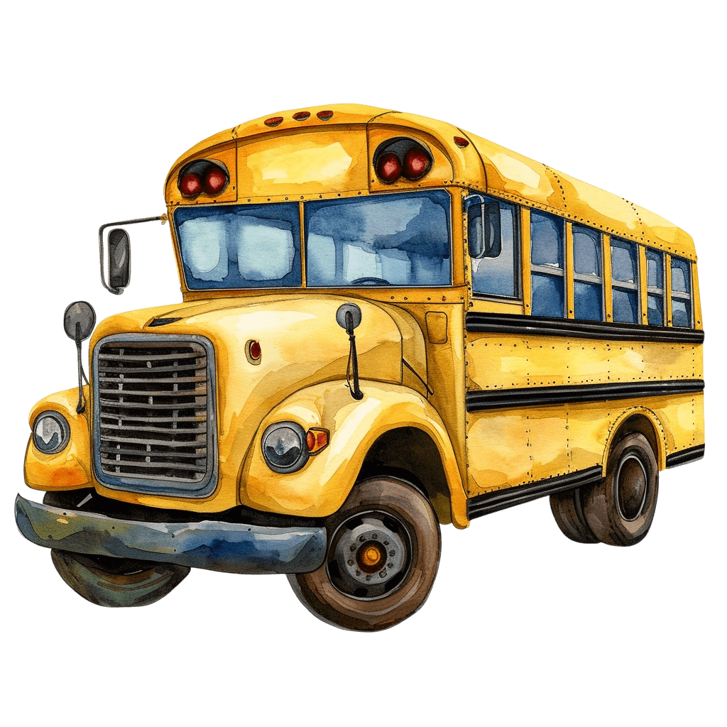 Vintage Watercolor School Bus Clipart