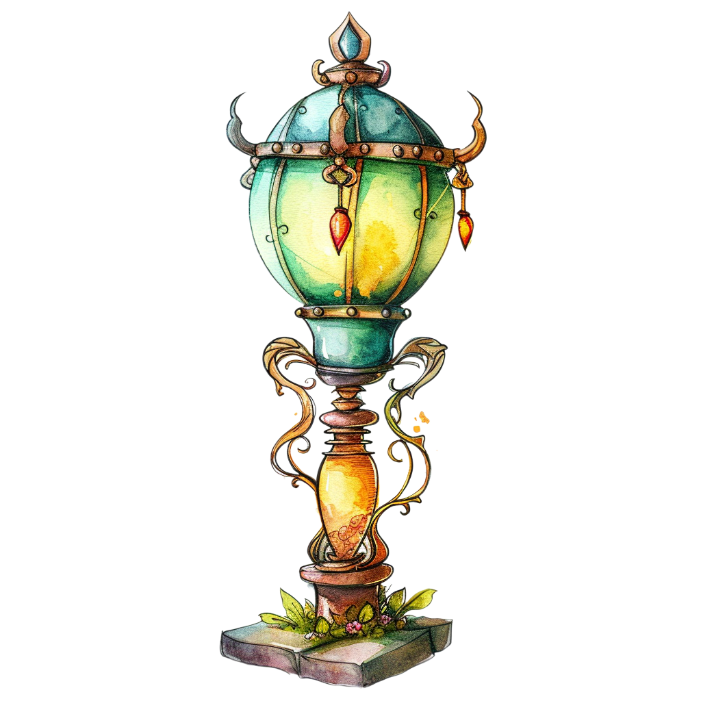 Vintage Watercolor Street Lamp Clipart