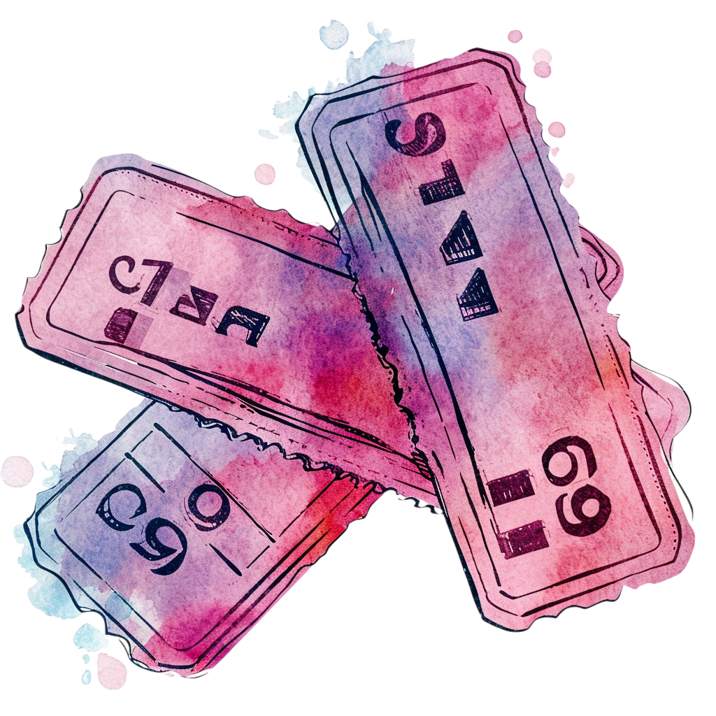 Vintage Watercolor Ticket Clipart