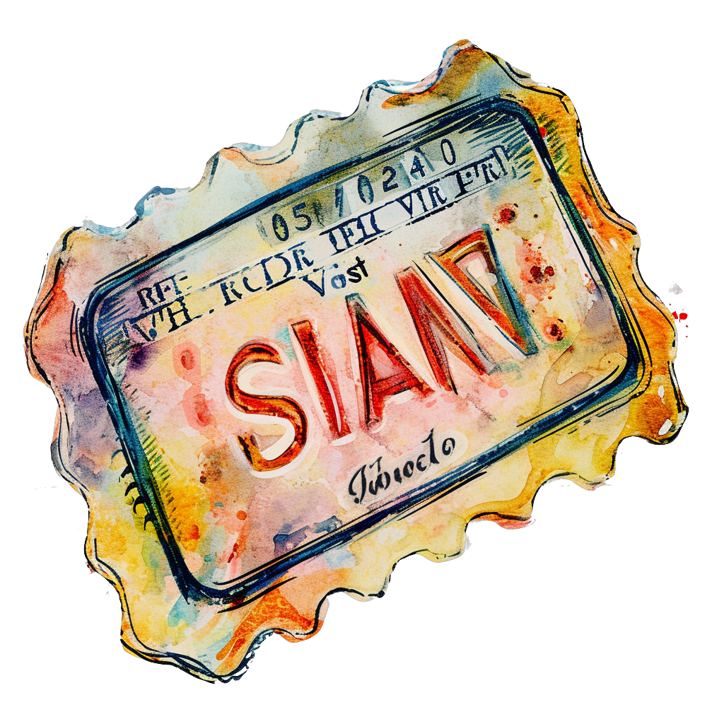 Vintage Watercolor Ticket Siam Design