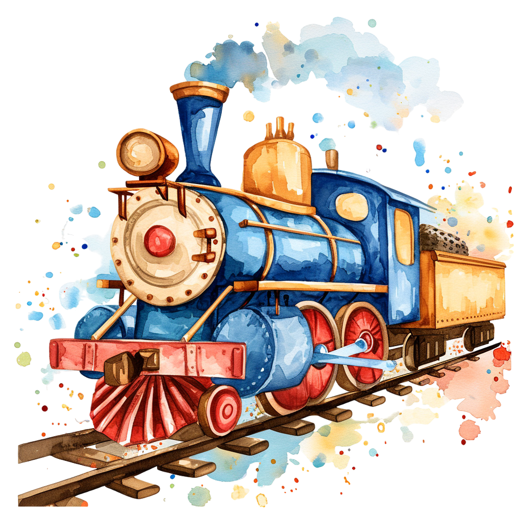 Vintage Watercolor Train Clipart