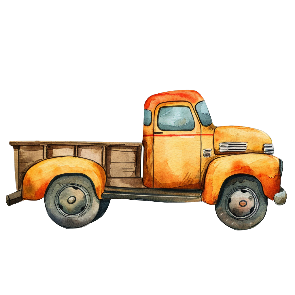 Vintage Watercolor Truck Clipart