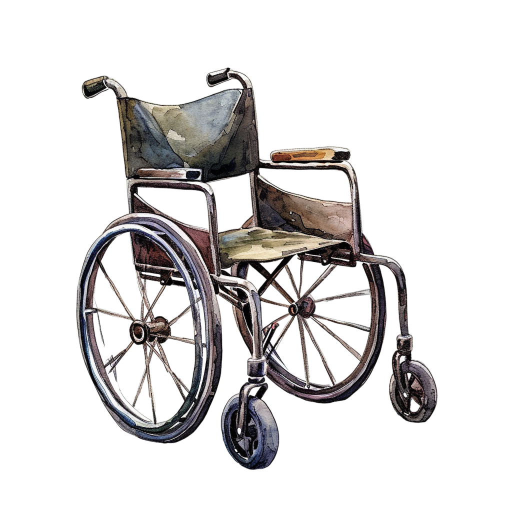 Vintage Watercolor Wheelchair Clipart