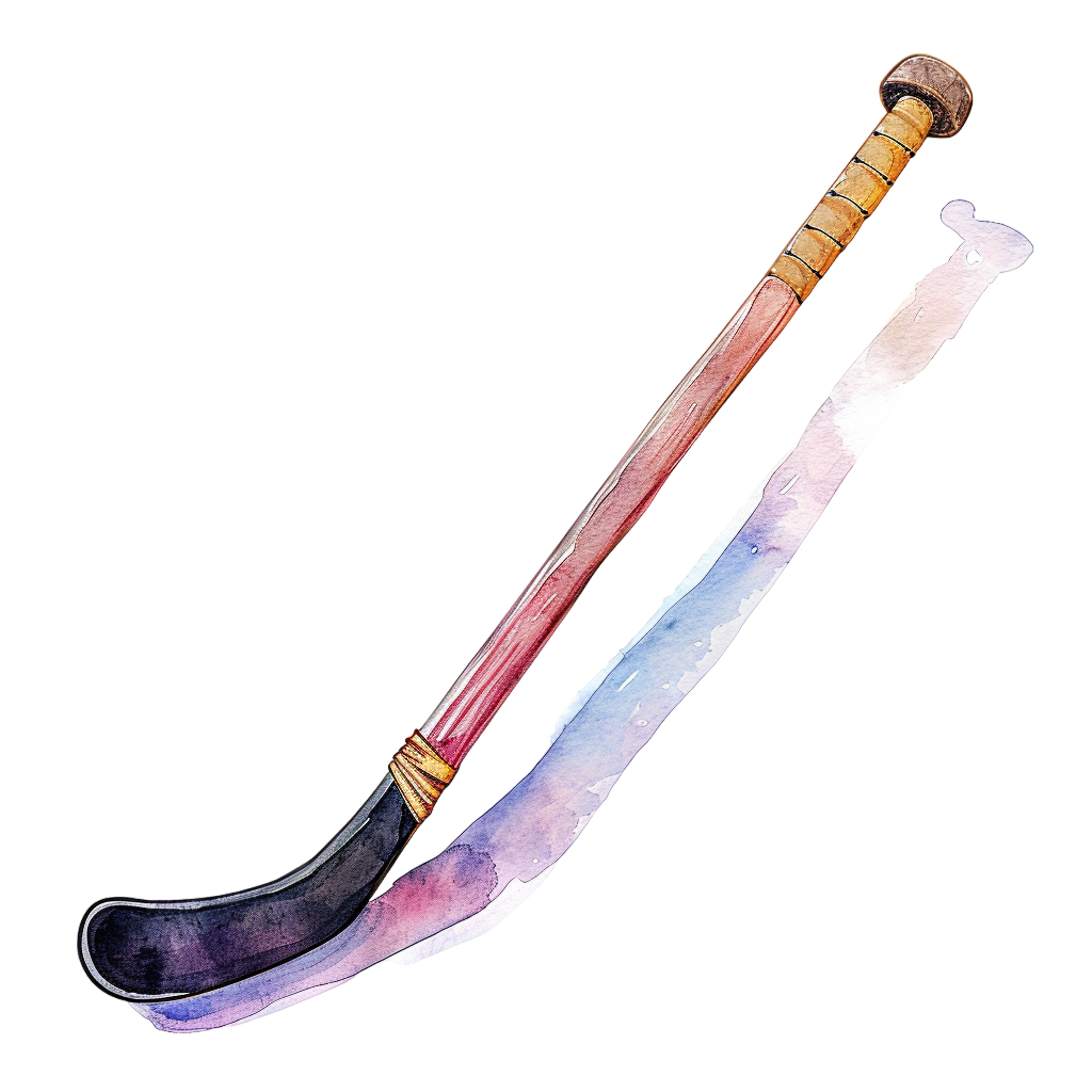Vintage watercolor field hockey stick clipart