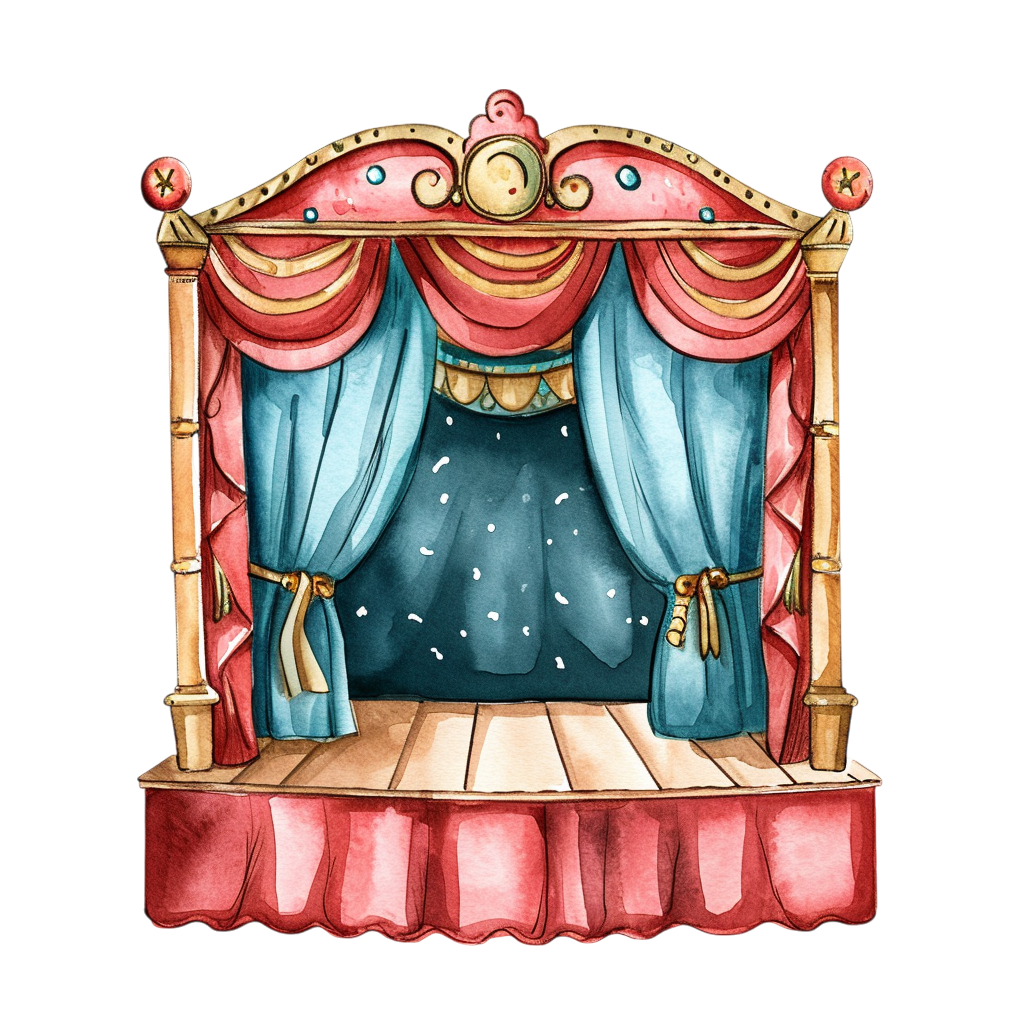 Watercolor Puppet Stage Clipart
