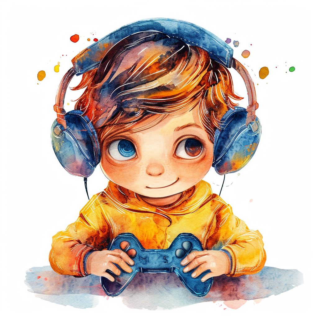 Gamer Boy Clipart with White Background