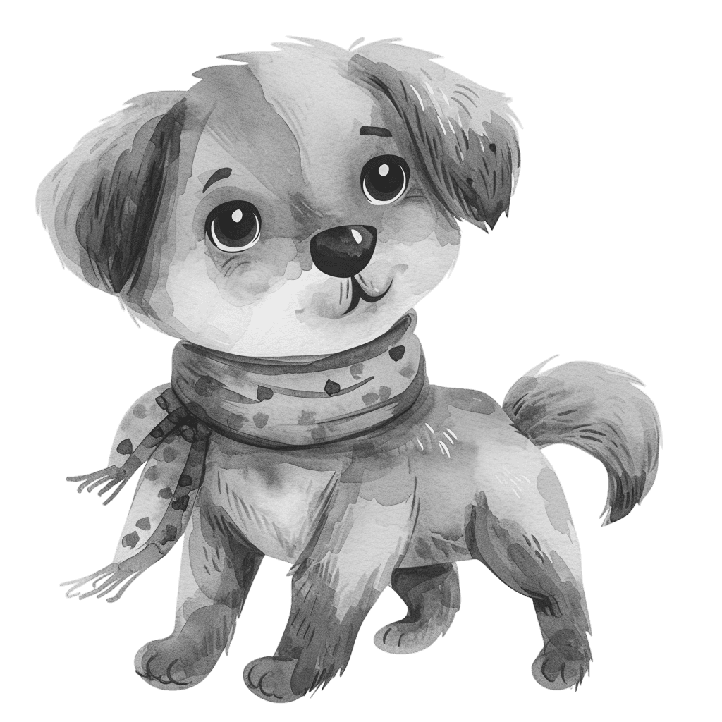 Black and White baby dog clipart