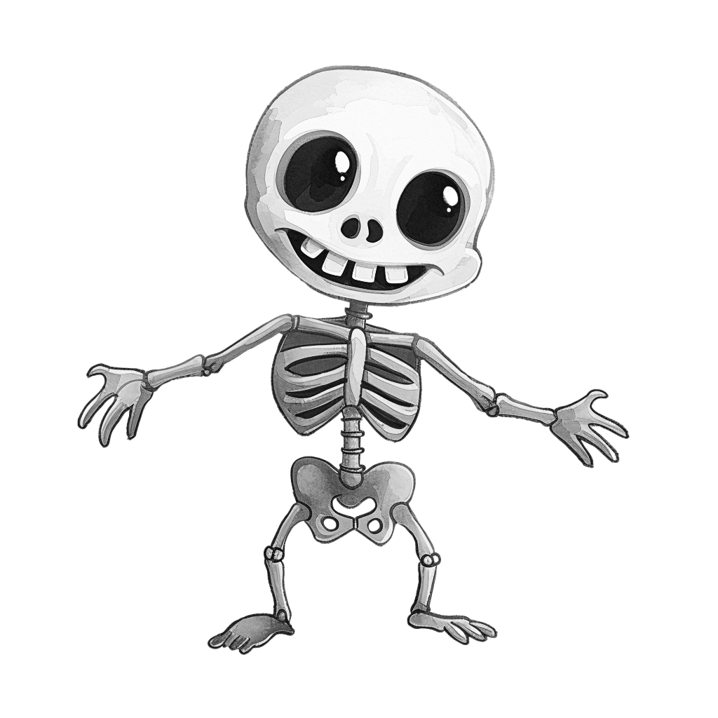 Black and White baby skeleton clipart