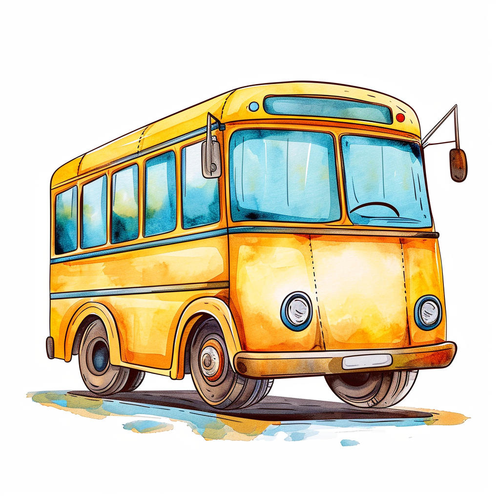 yellow bus clipart with White Background