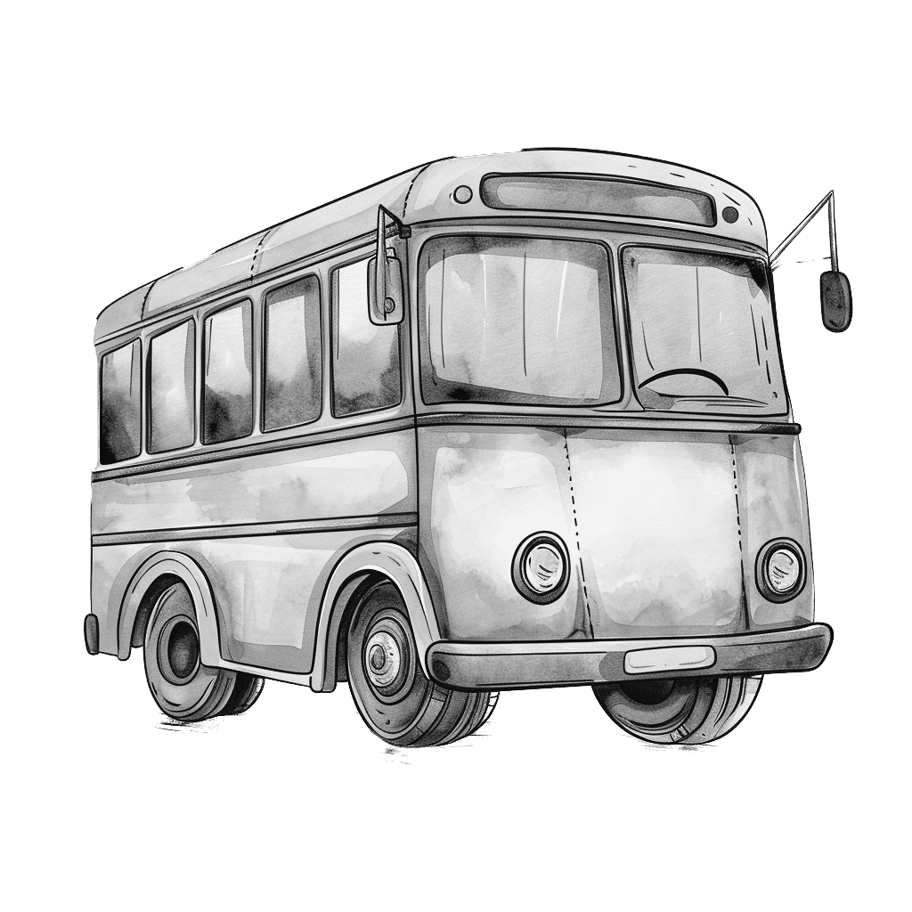 Black and White yellow bus clipart