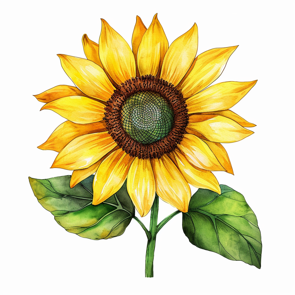 Transparent Background Sunflower Clipart with White Background