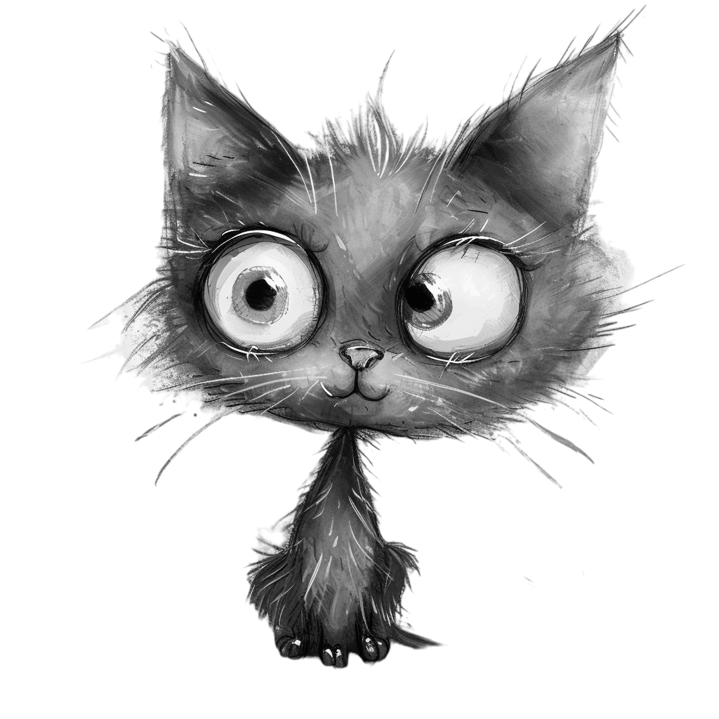 Black and White Pete the Cat Clipart
