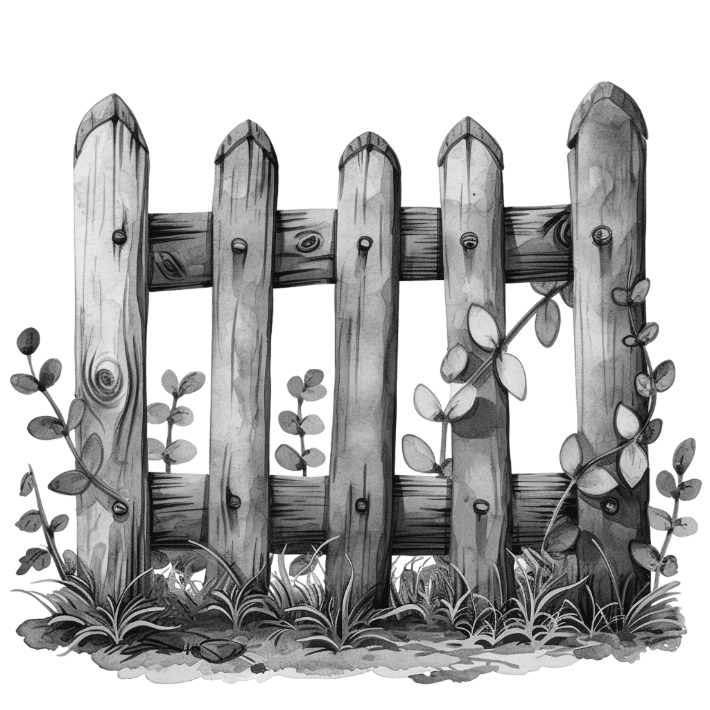 Black and White fence clipart